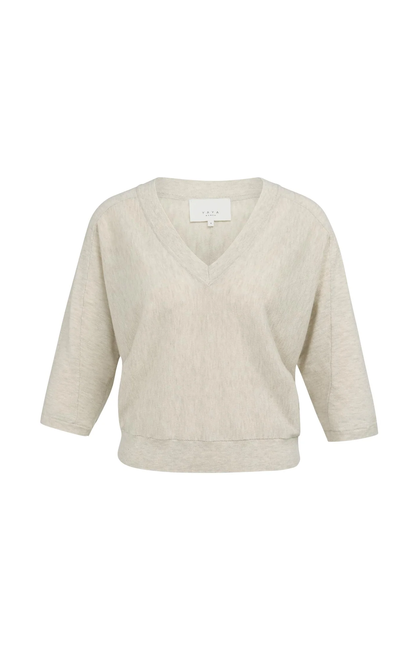 Yaya V Neck Sweater - Beige Melange