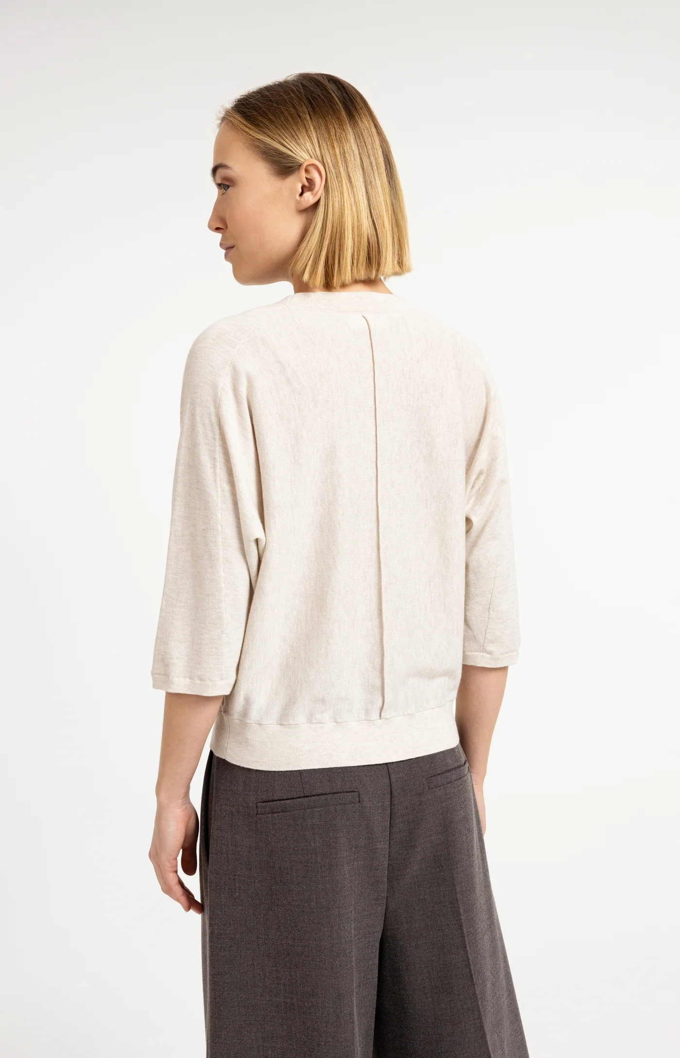 Yaya V Neck Sweater - Beige Melange