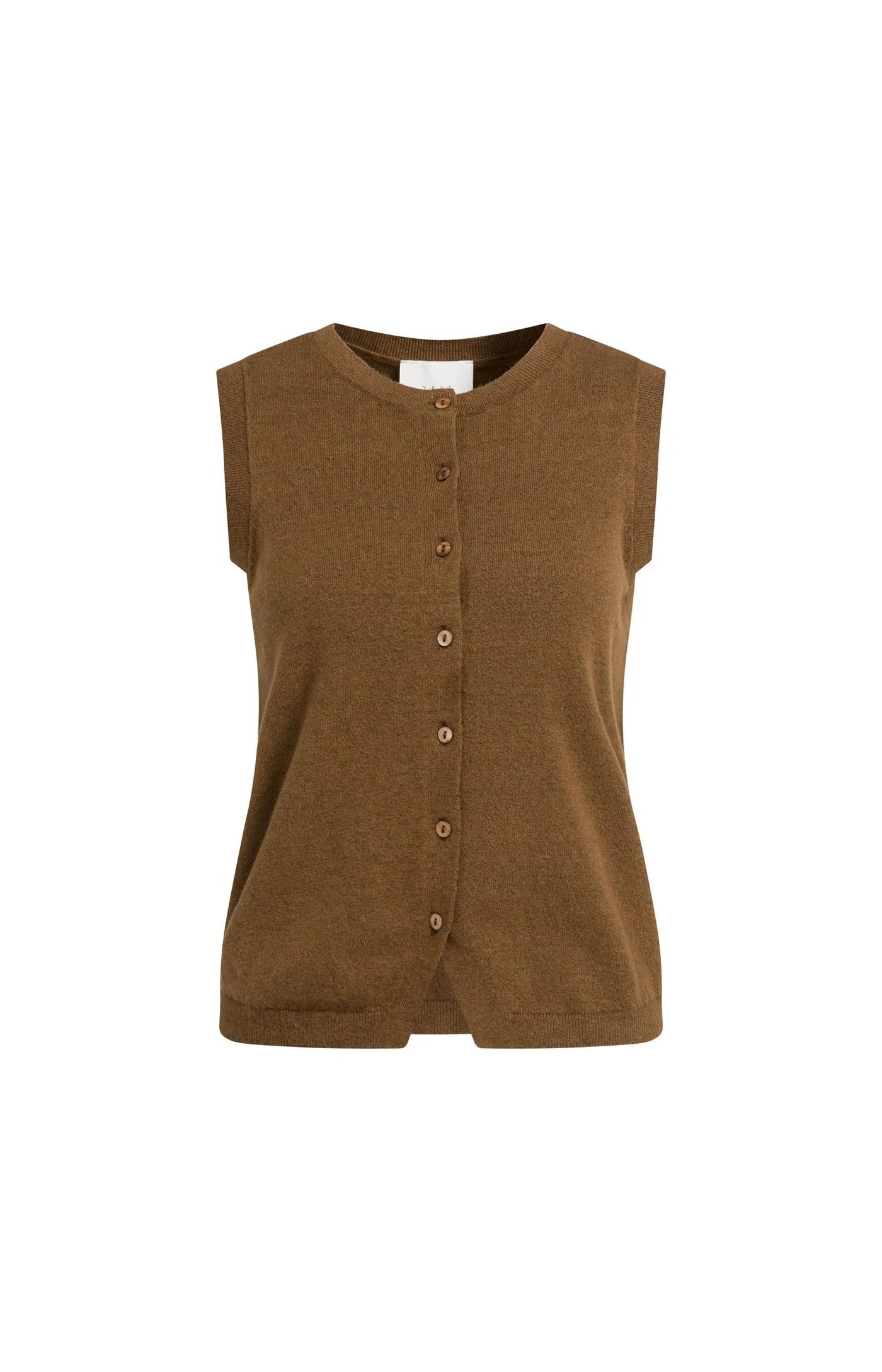 Yaya Knit Vest - Bison Brown
