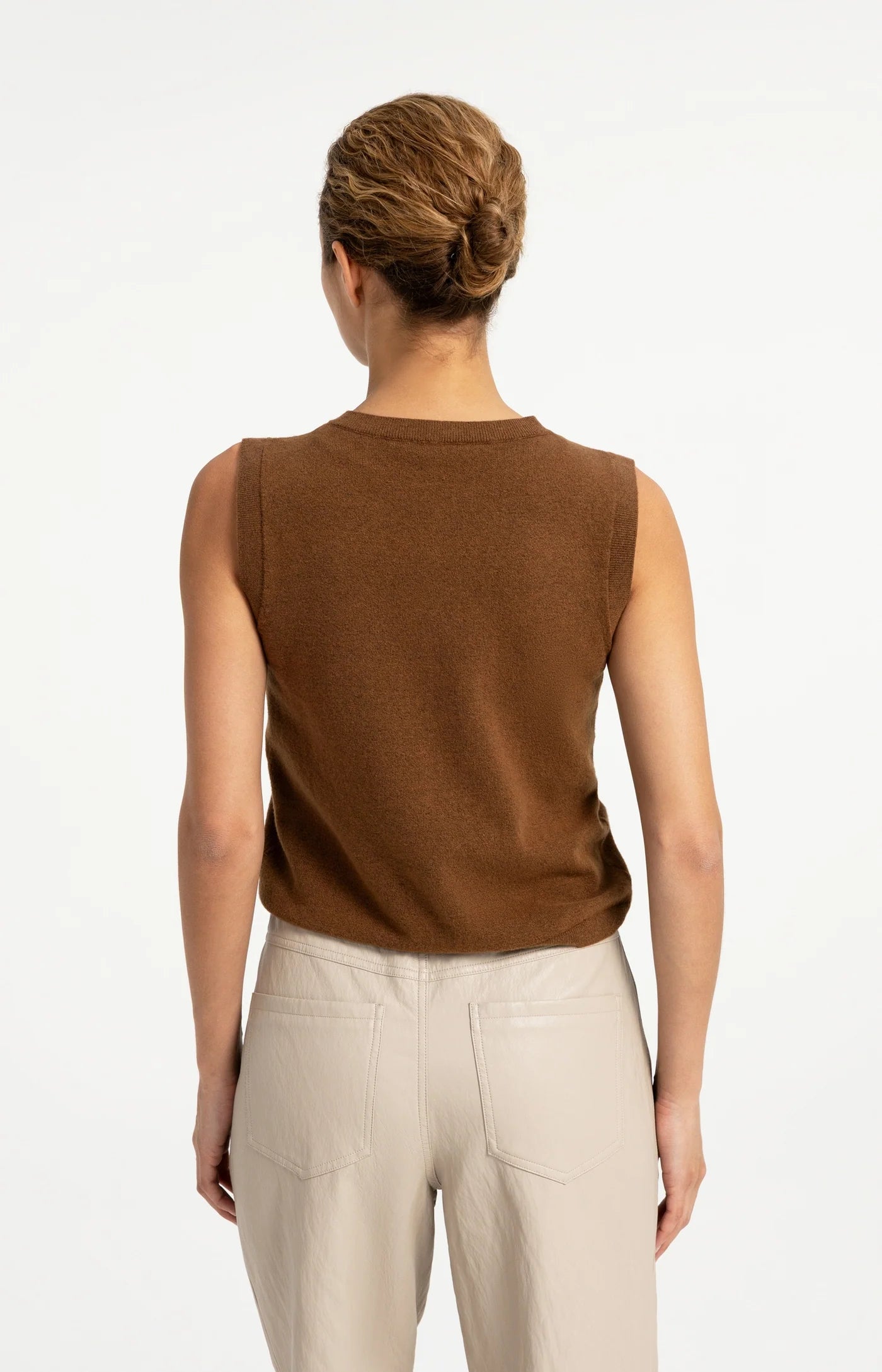 Yaya Knit Vest - Bison Brown