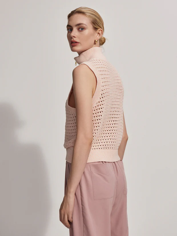 Varley Bains Half Zip Tank - Silver Peony Clothing - Tops - Shirts - Sleeveless Knits by Varley | Grace the Boutique