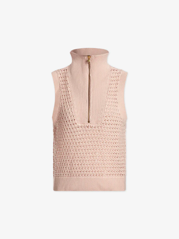 Varley Bains Half Zip Tank - Silver Peony Clothing - Tops - Shirts - Sleeveless Knits by Varley | Grace the Boutique
