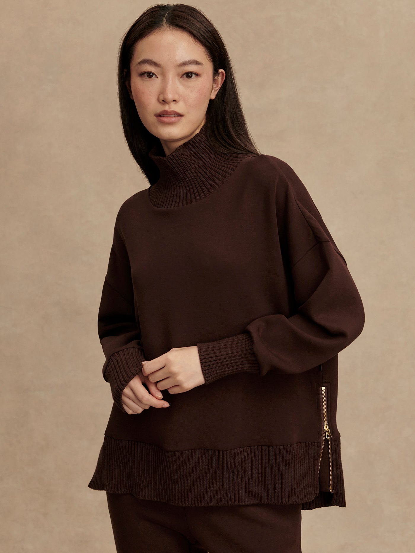 Varley Barker High Neck Sweater - Coffee Bean