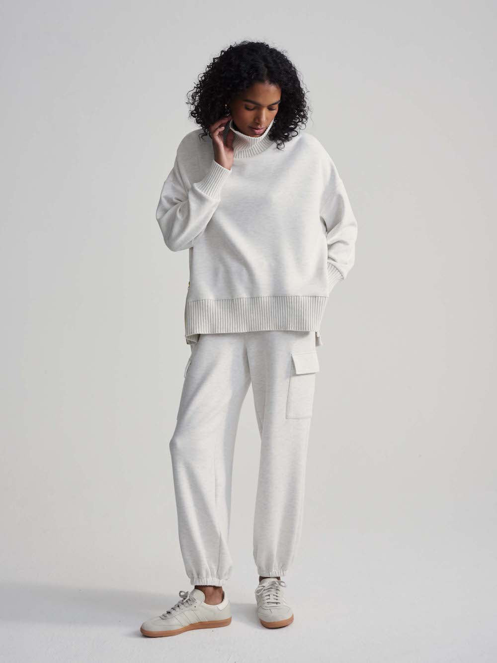 Varley Barker High Neck Sweater - Ivory Marl Sleepwear - Other Sleepwear - Loungewear by Varley | Grace the Boutique