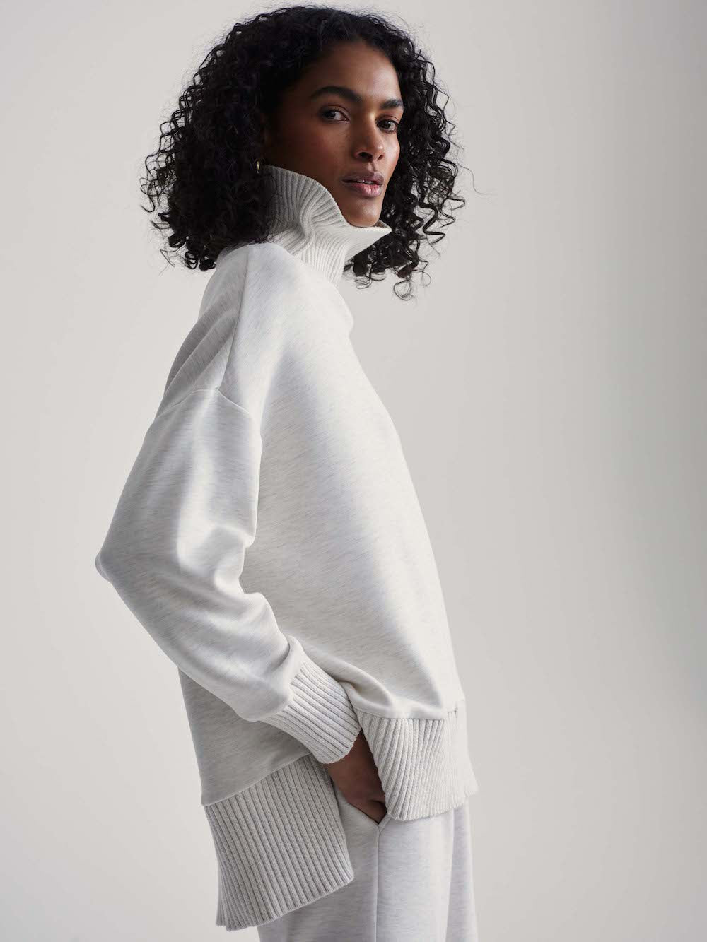 Varley Barker High Neck Sweater - Ivory Marl Sleepwear - Other Sleepwear - Loungewear by Varley | Grace the Boutique