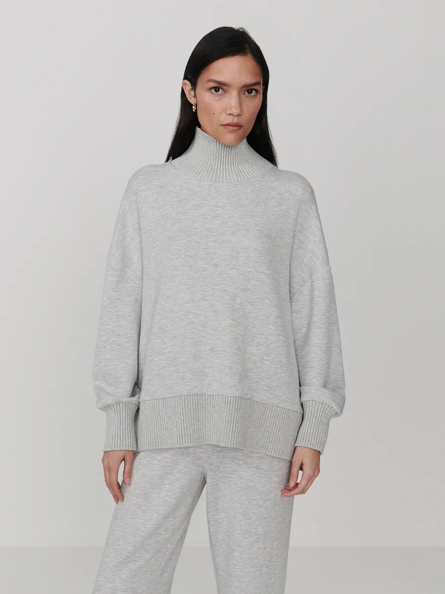 Varley Barker High Neck Sweater - Light Grey Marl