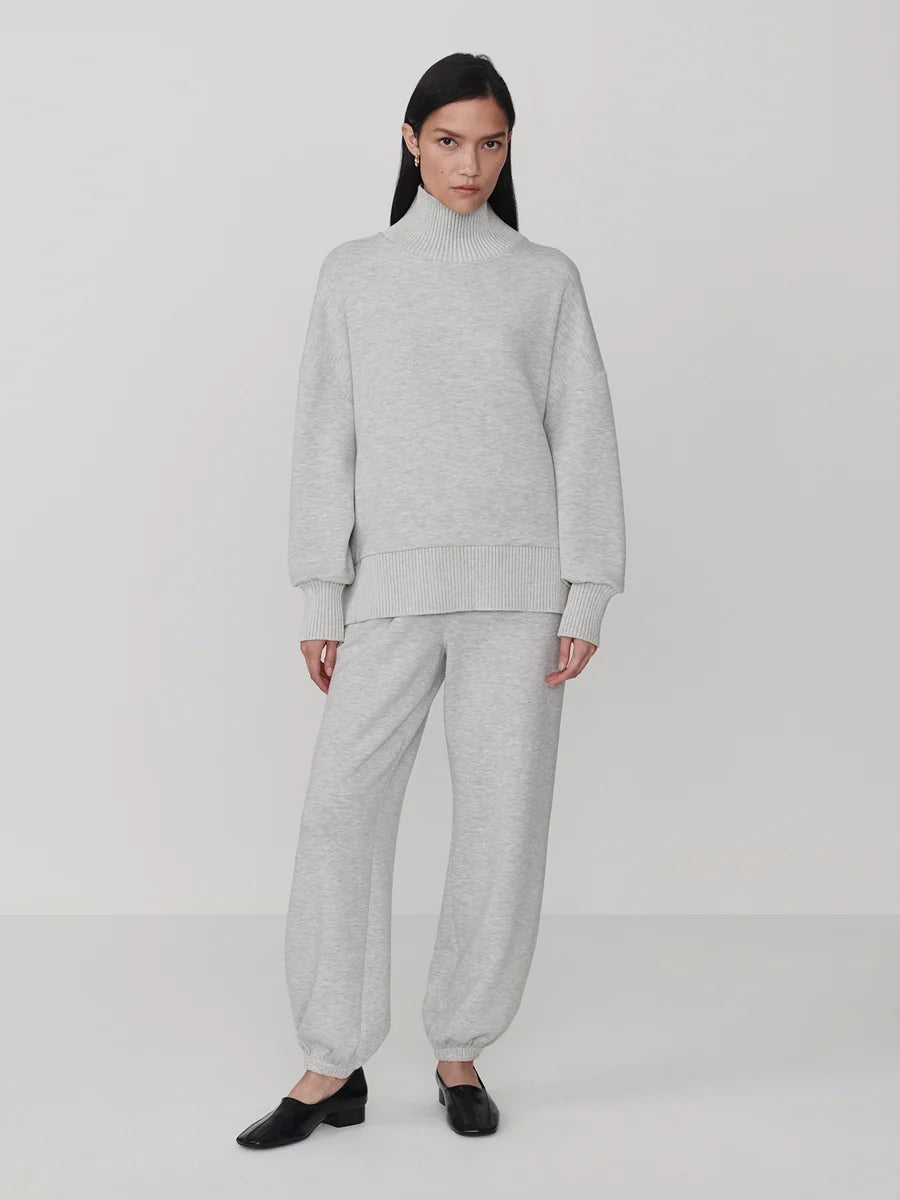 Varley Barker High Neck Sweater - Light Grey Marl