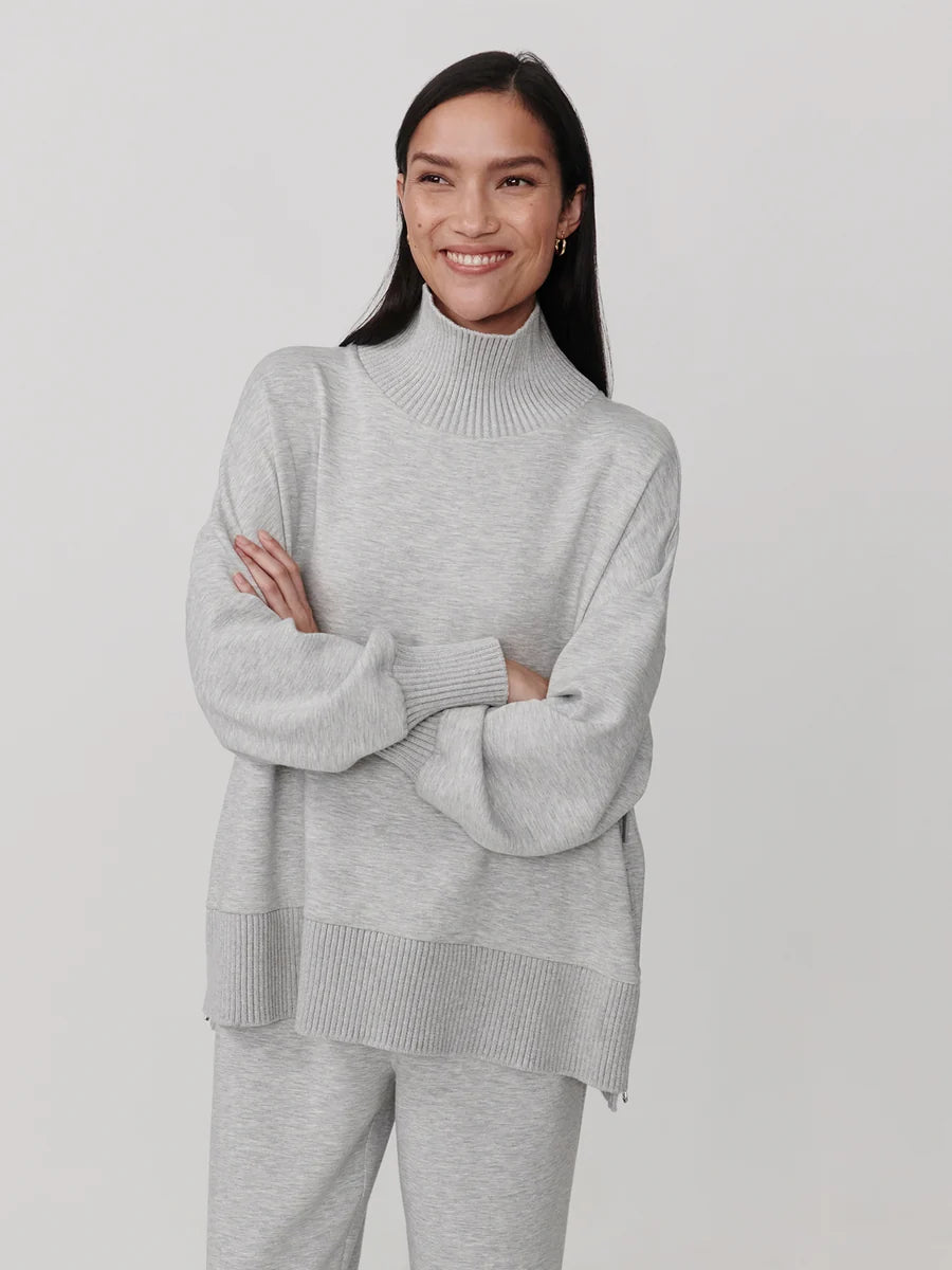 Varley Barker High Neck Sweater - Light Grey Marl