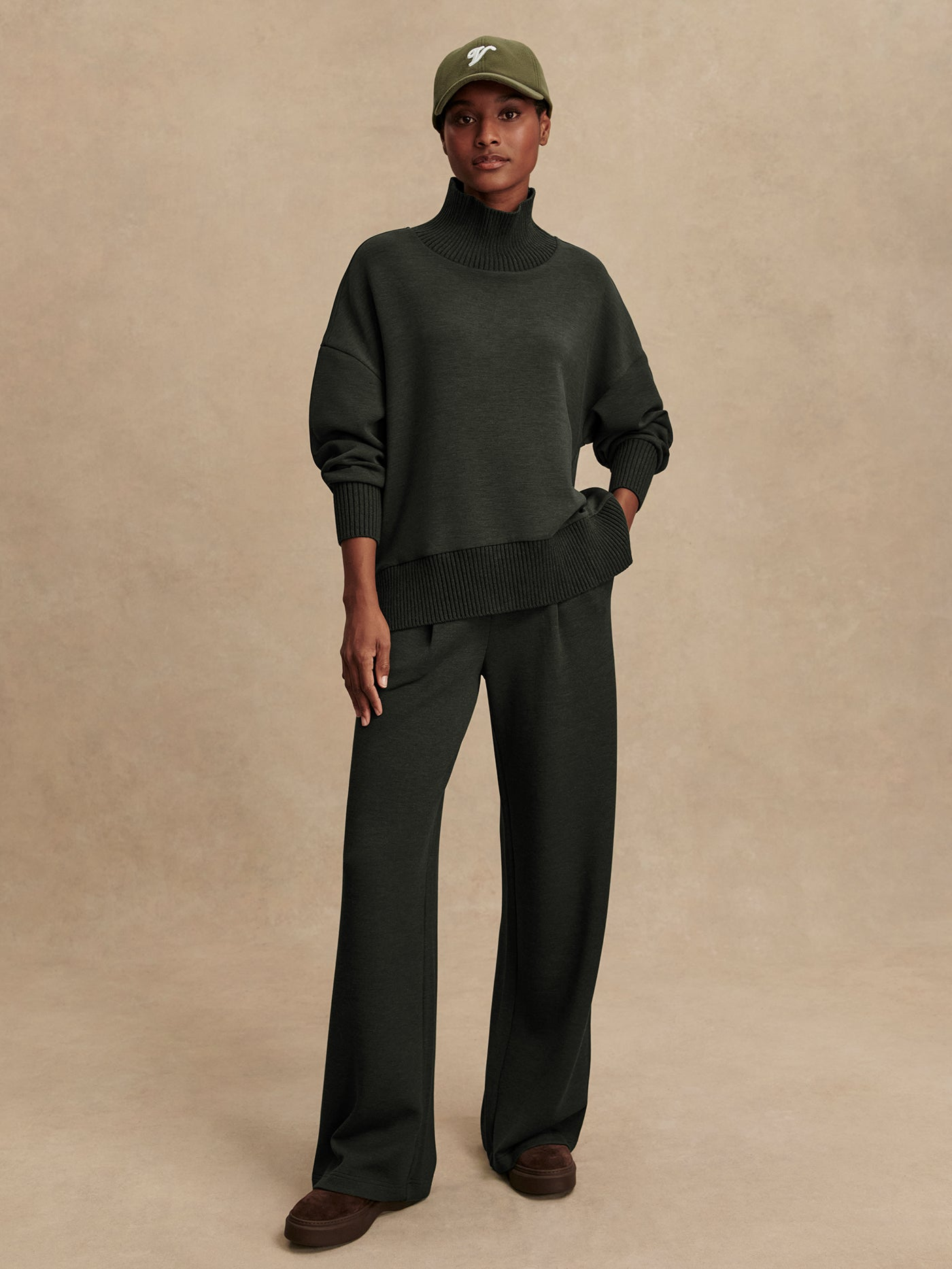 Varley Barker High Neck Sweater - Olive Marl