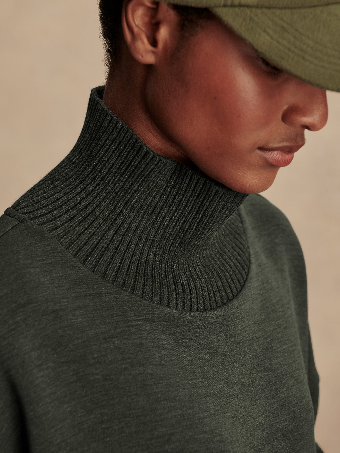 Varley Barker High Neck Sweater - Olive Marl