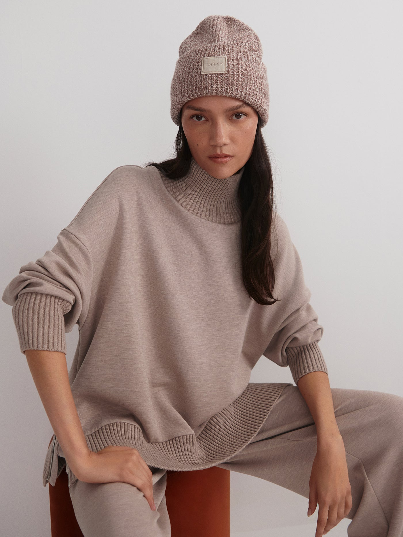 Varley Barker High Neck Sweater - Taupe Marl