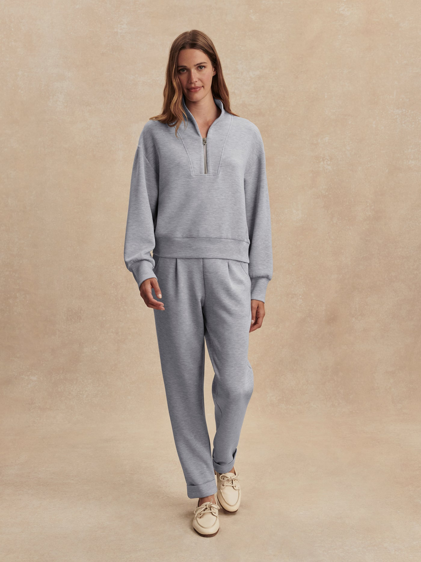 Varley Davidson Half Zip - Mid Blue Marl