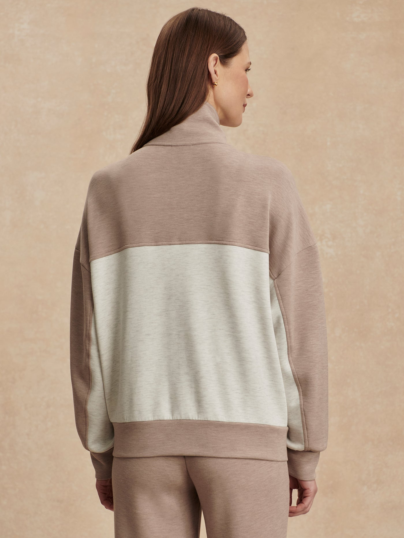 Varley Garcia 2 Tone Sweater - Ivory/Taupe Marl