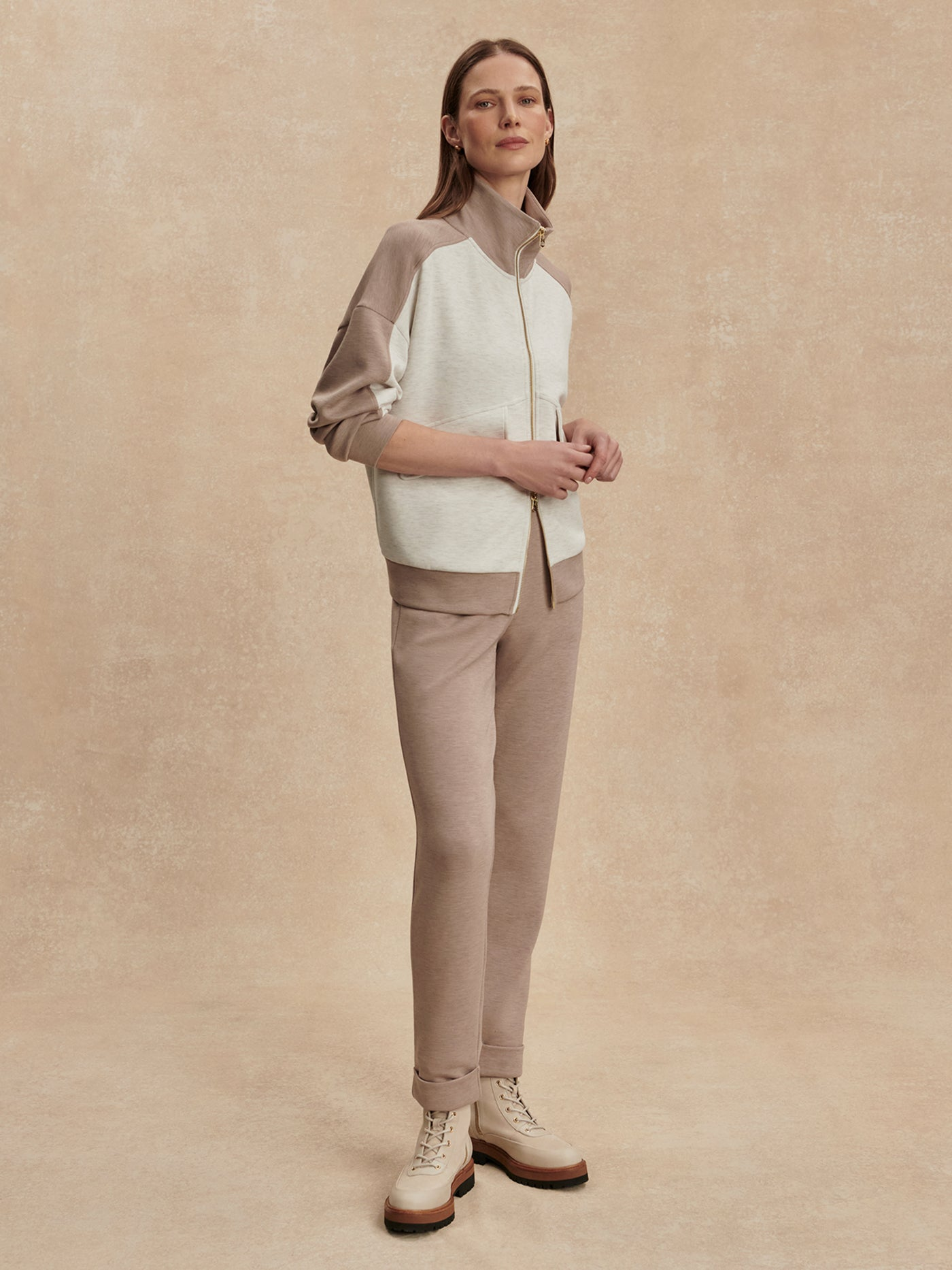 Varley Garcia 2 Tone Sweater - Ivory/Taupe Marl