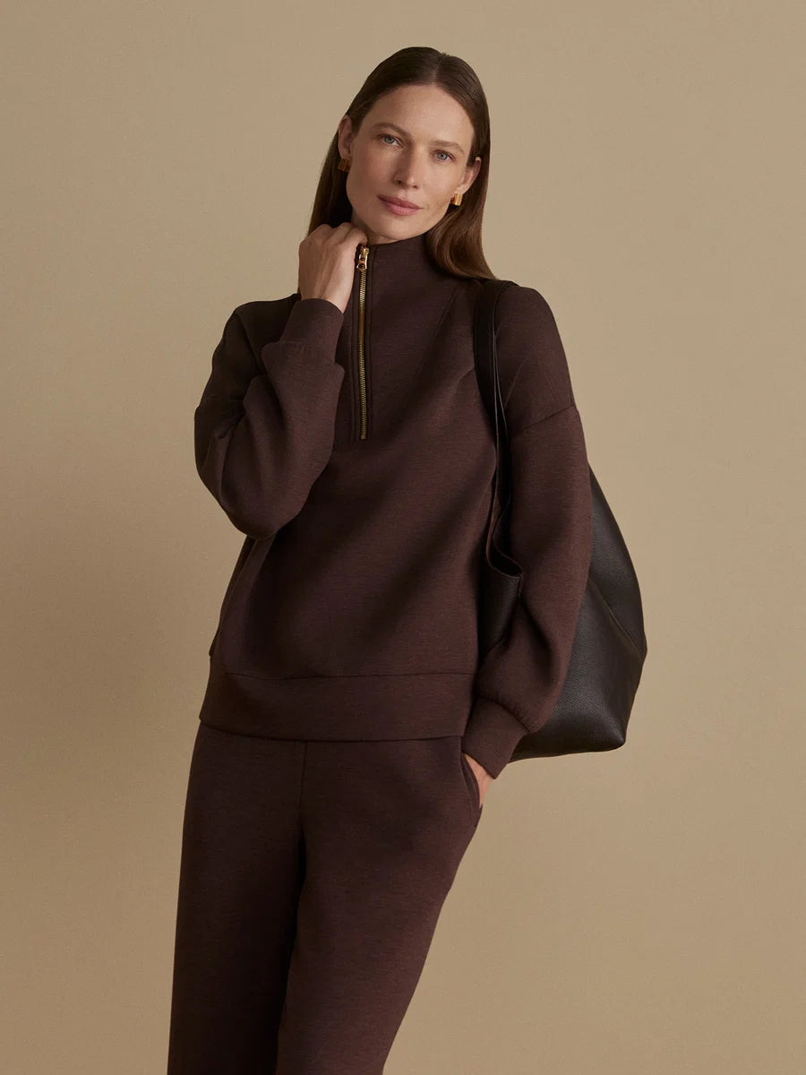 Varley Hawley Half Zip - Coffee Bean Marl