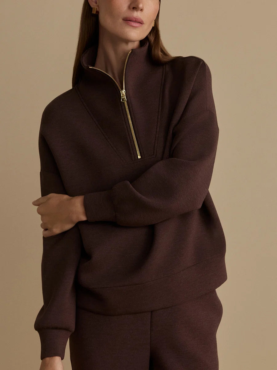 Varley Hawley Half Zip - Coffee Bean Marl