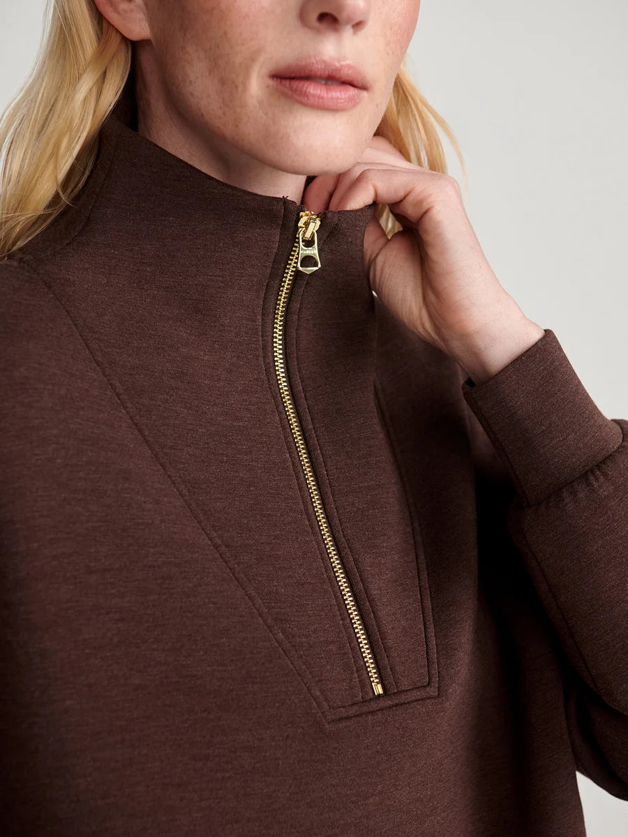 Varley Hawley Half Zip - Coffee Bean Marl