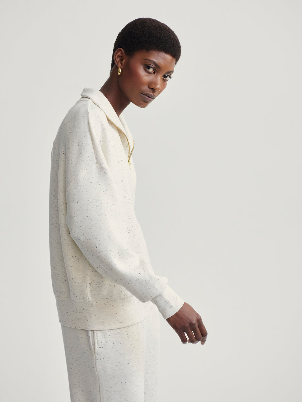 Varley Hawley Half Zip - Ivory Marl Fleck Sleepwear - Other Sleepwear - Loungewear by Varley | Grace the Boutique