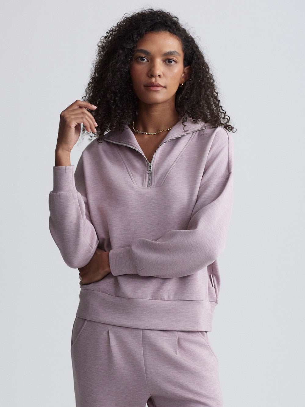 Varley Hawley Half Zip - Mauve Marl Sleepwear - Other Sleepwear - Loungewear by Varley | Grace the Boutique