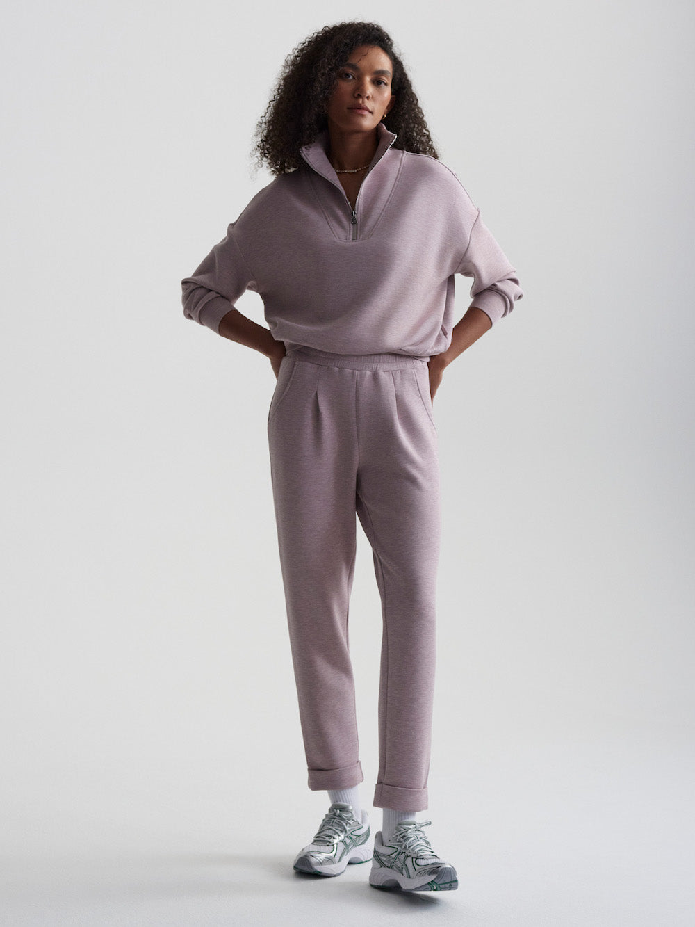 Varley Hawley Half Zip - Mauve Marl Sleepwear - Other Sleepwear - Loungewear by Varley | Grace the Boutique