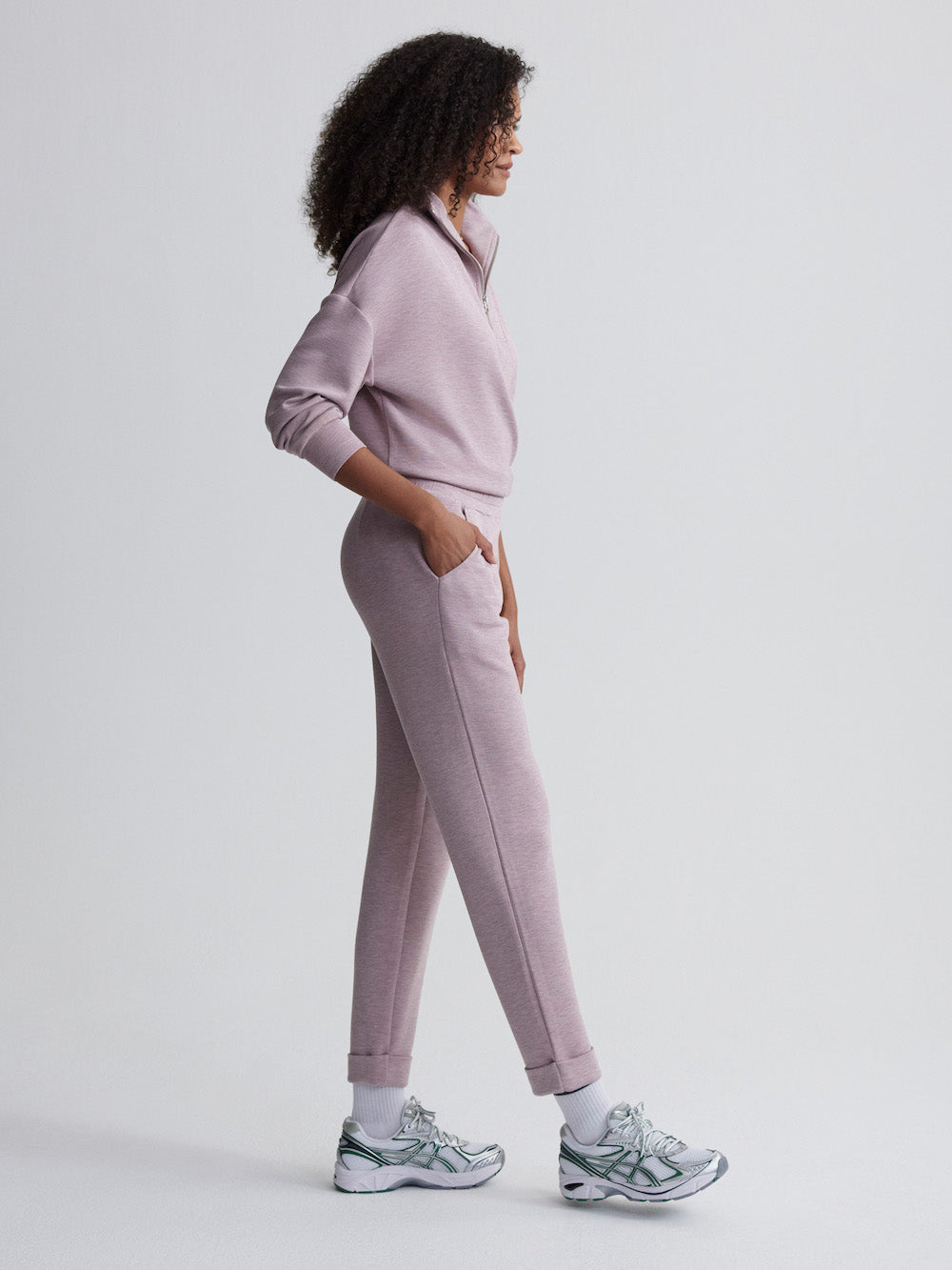 Varley Hawley Half Zip - Mauve Marl Sleepwear - Other Sleepwear - Loungewear by Varley | Grace the Boutique