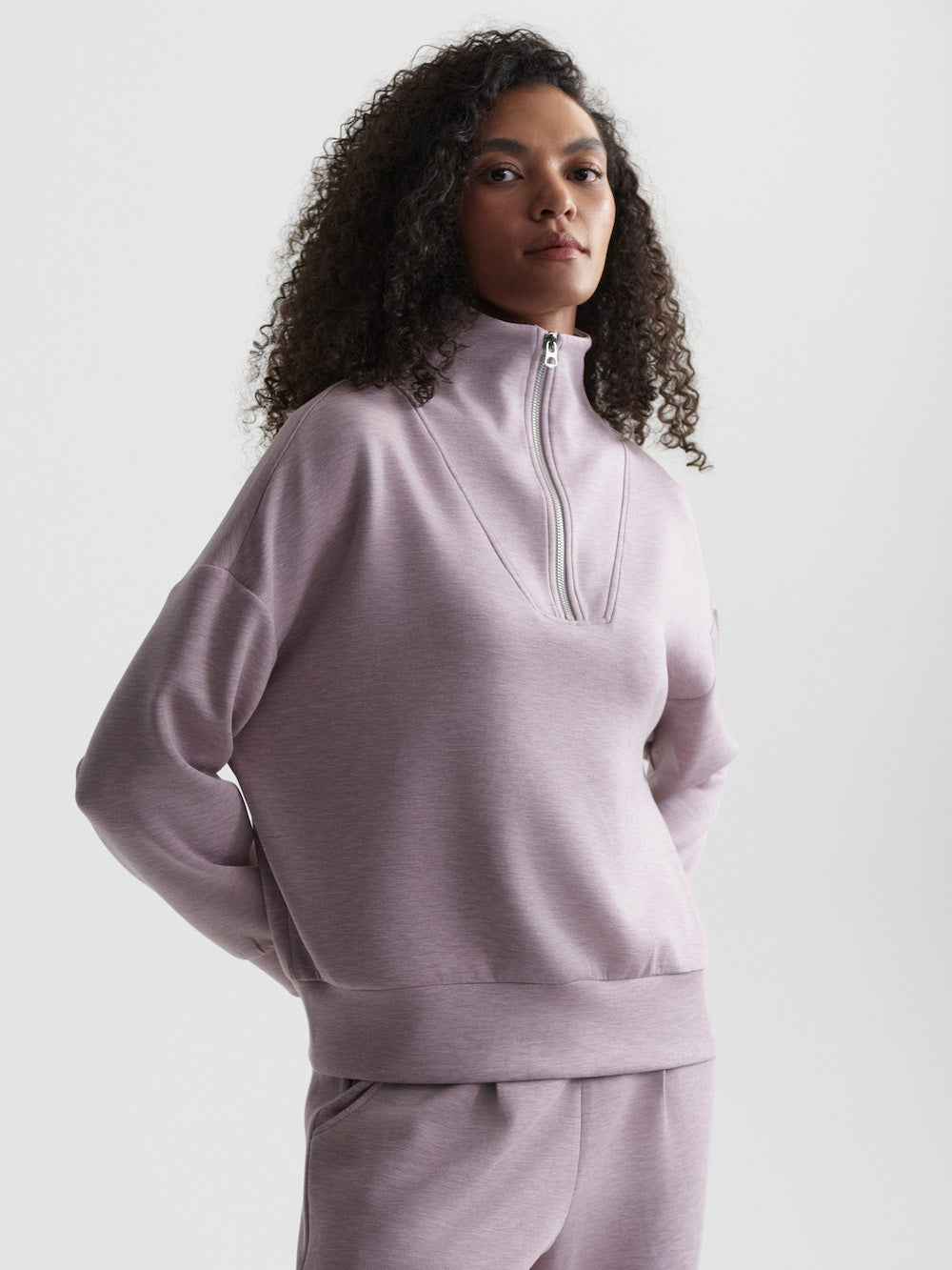 Varley Hawley Half Zip - Mauve Marl Sleepwear - Other Sleepwear - Loungewear by Varley | Grace the Boutique