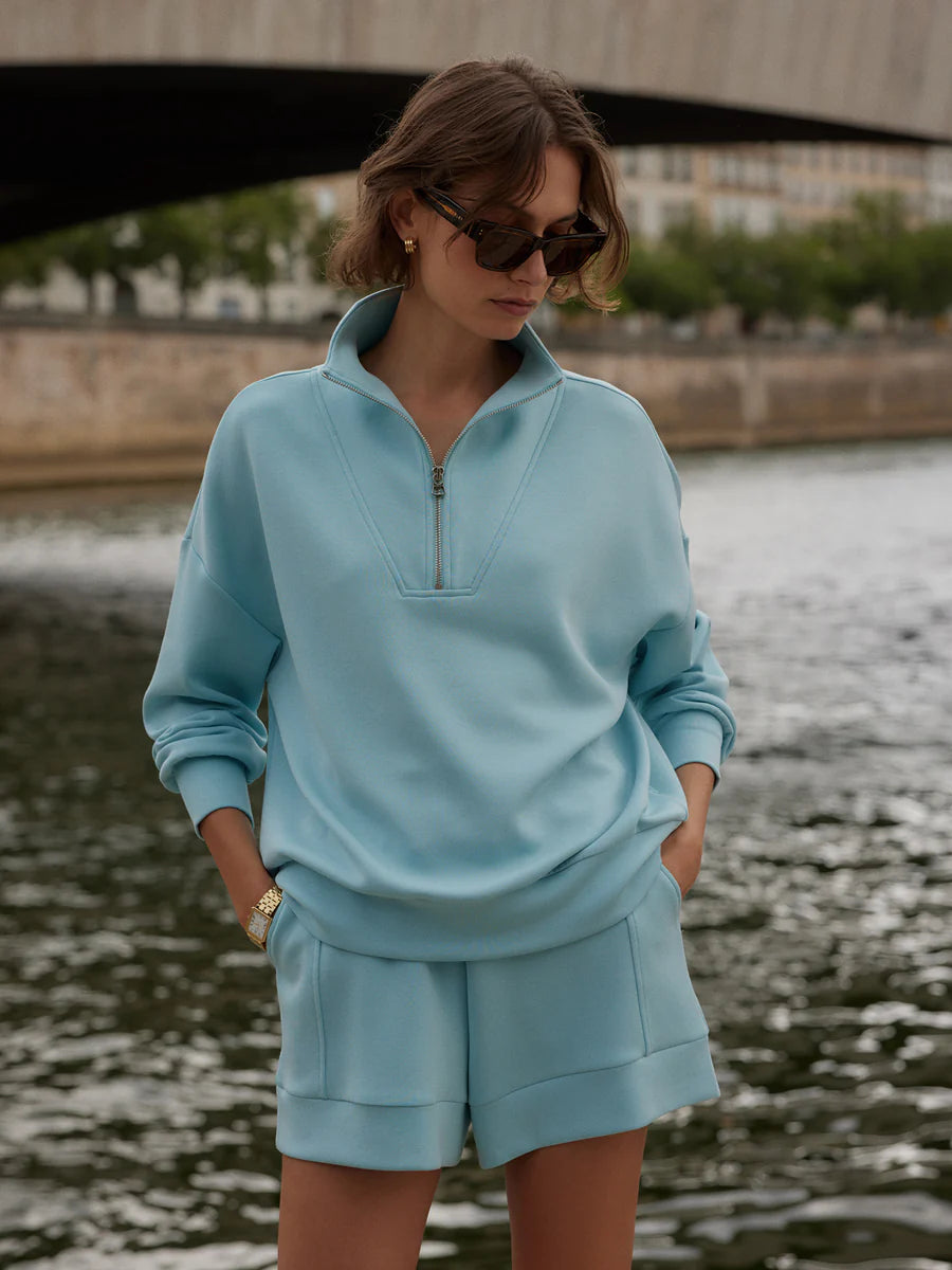 Varley Hawley Half Zip - Porcelain Blue