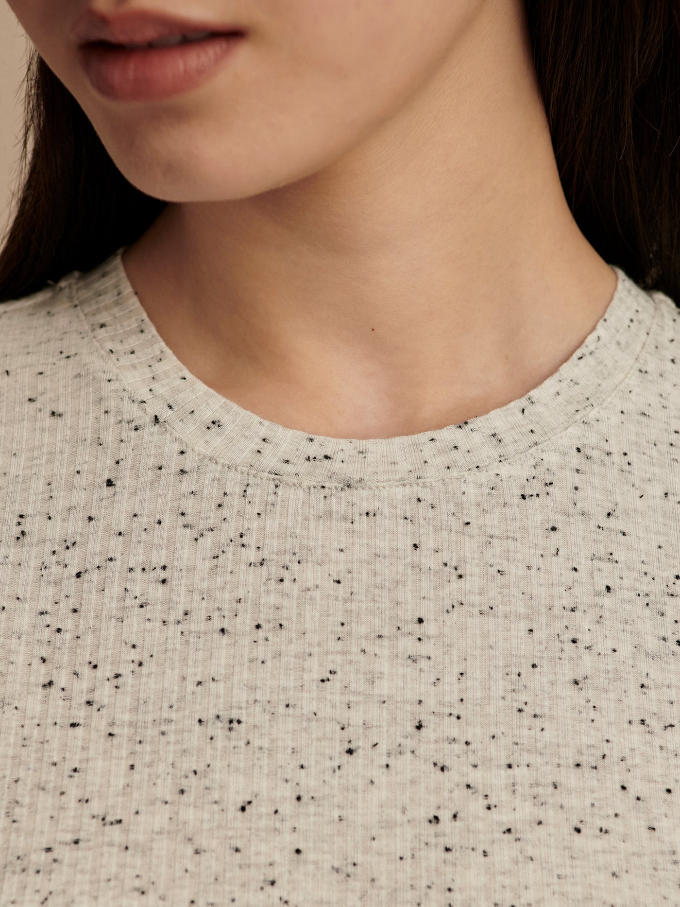 Varley Katrina Fitted Tee - Egret/Black