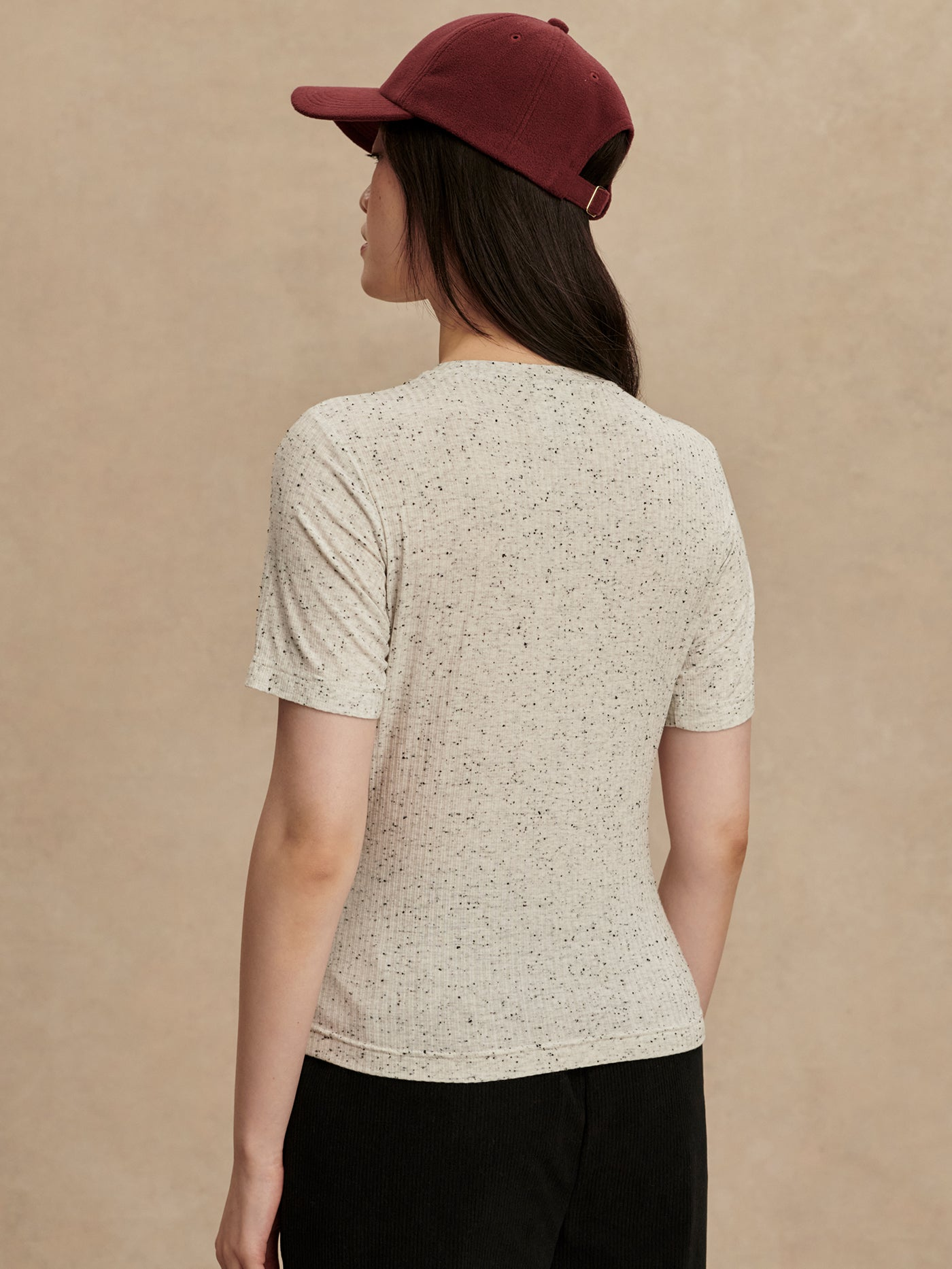 Varley Katrina Fitted Tee - Egret/Black