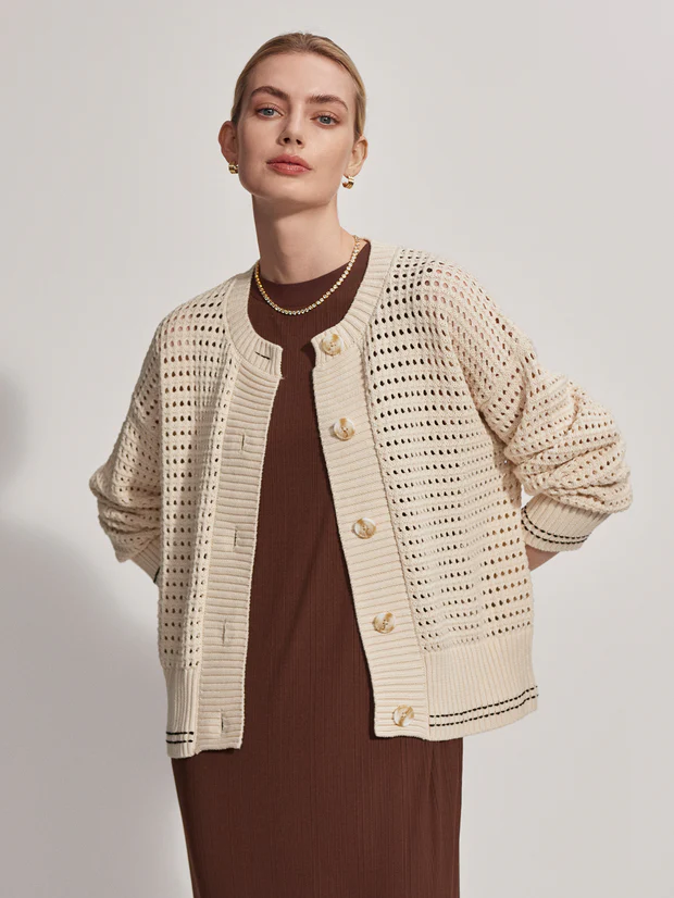 Varley Kris Relaxed Knit Jacket - Birch Clothing - Tops - Sweaters - Cardigans by Varley | Grace the Boutique