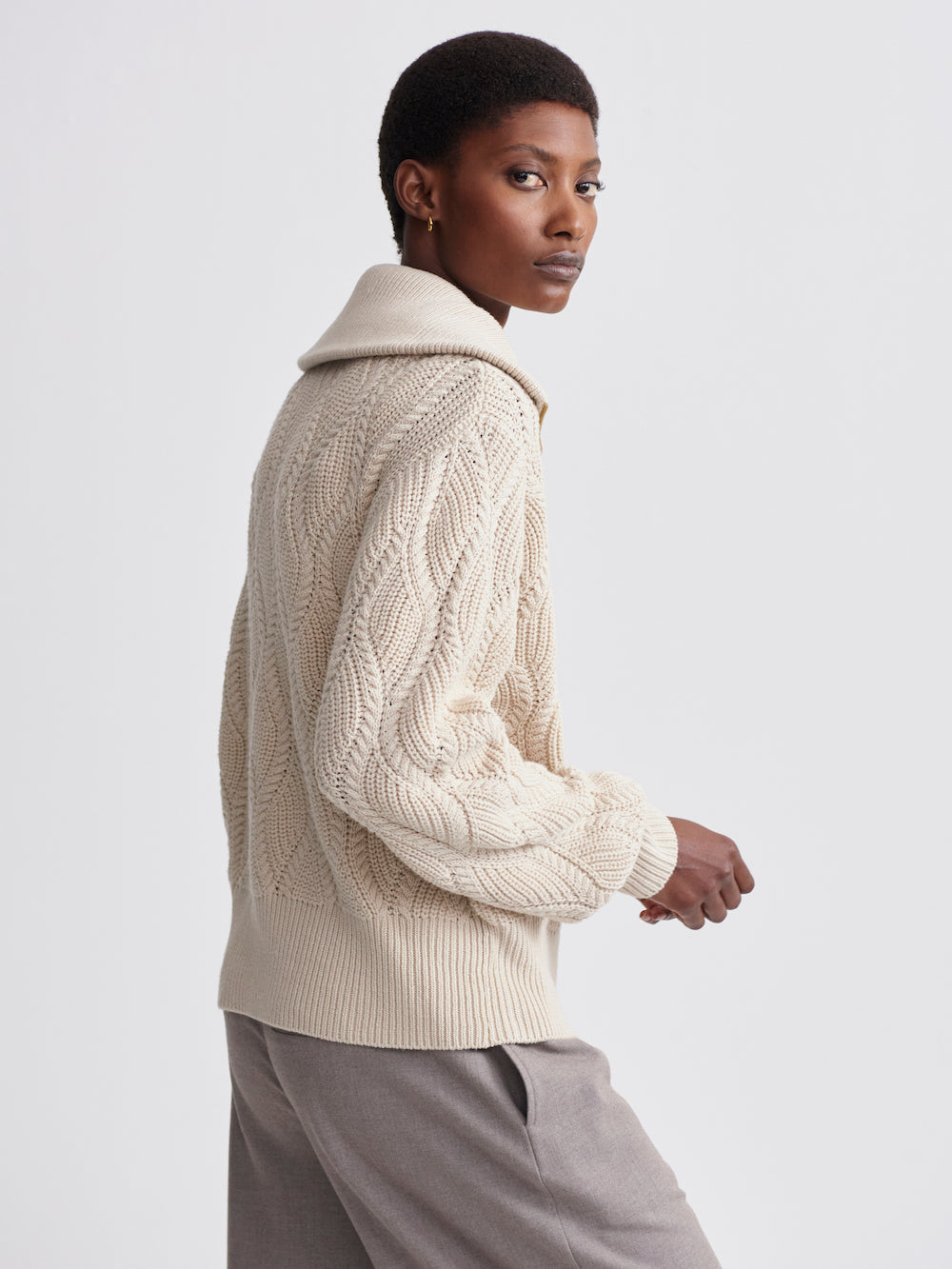 Varley Lando Full Zip Knit - Birch Clothing - Tops - Sweaters - Cardigans by Varley | Grace the Boutique