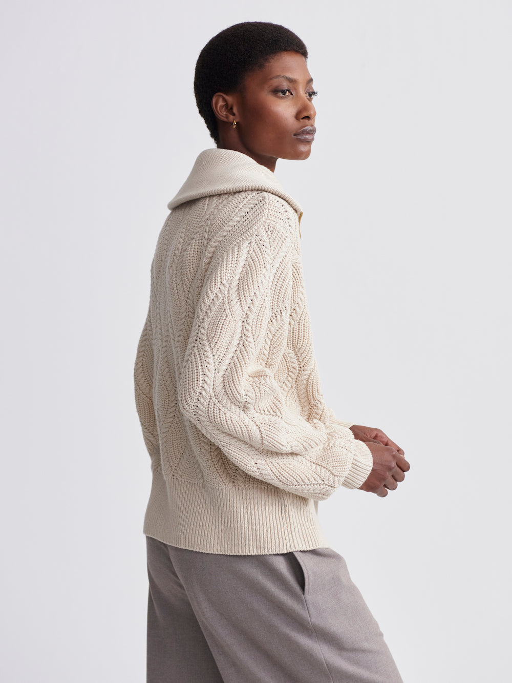 Varley Lando Full Zip Knit - Birch Clothing - Tops - Sweaters - Cardigans by Varley | Grace the Boutique