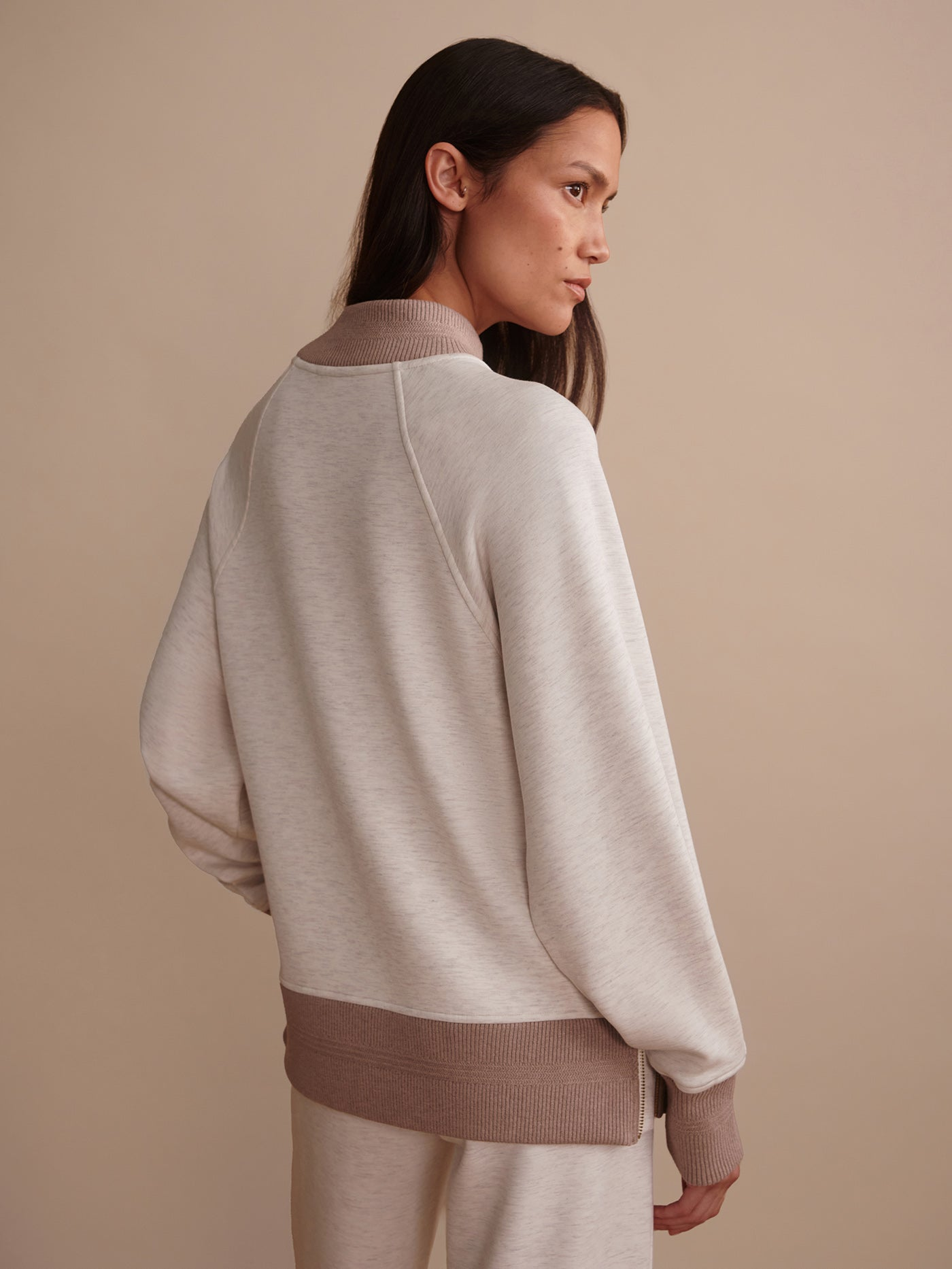 Varley Loxley Raglan Boyfriend Sweater - Ivory/Taupe