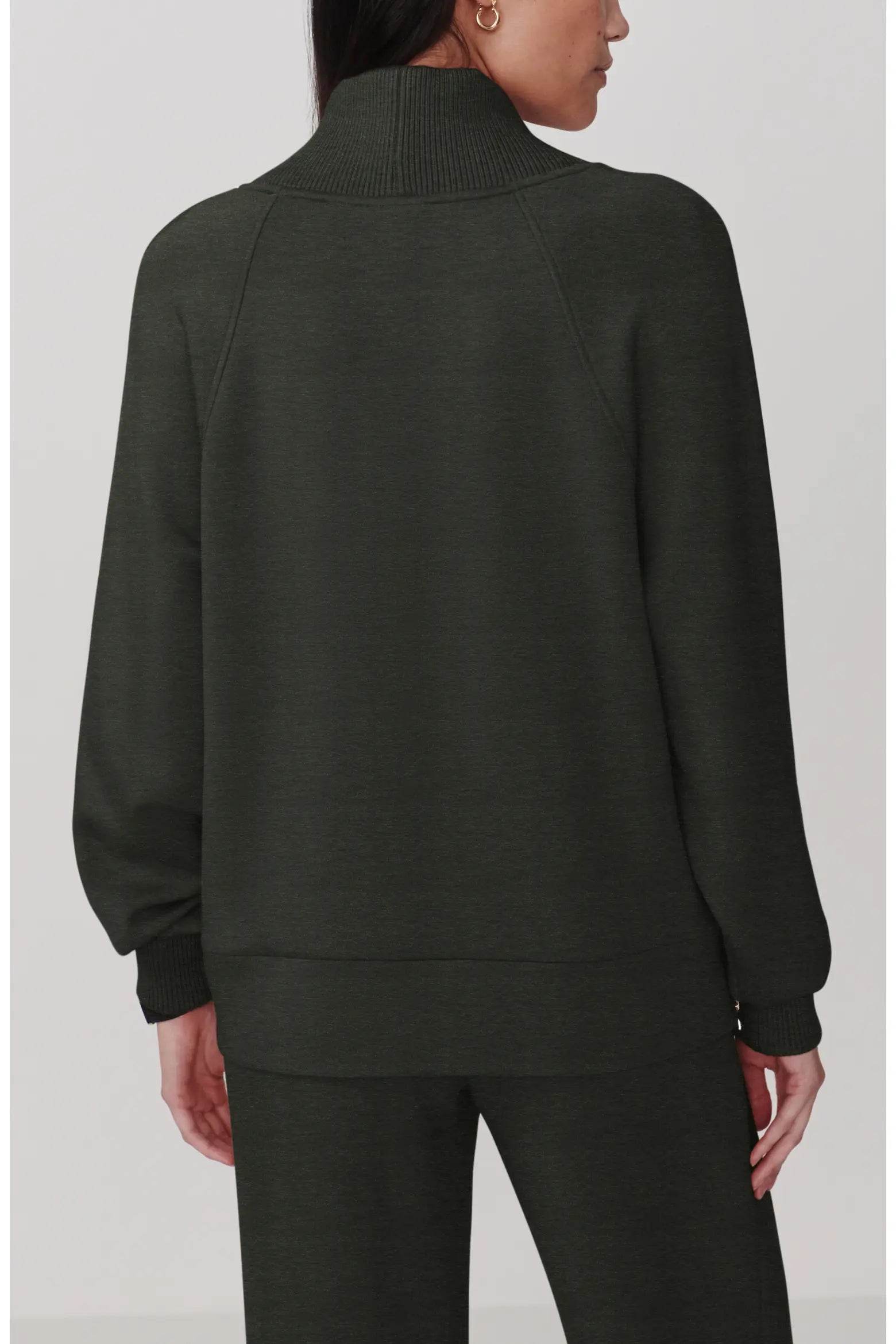 Varley Macie Zip Hem Sweater - Olive Marl
