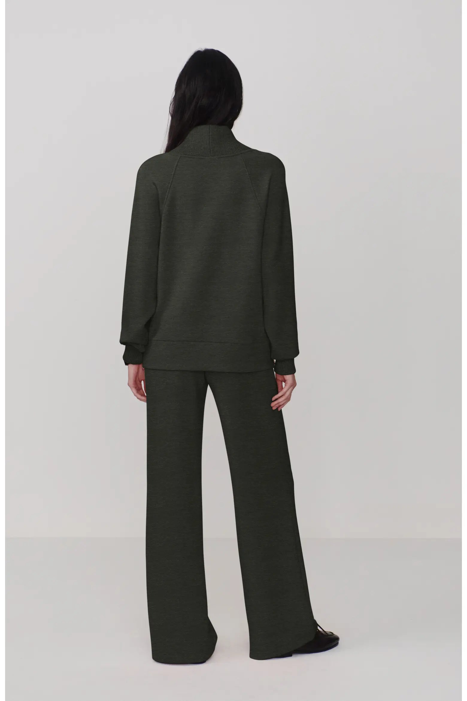 Varley Macie Zip Hem Sweater - Olive Marl