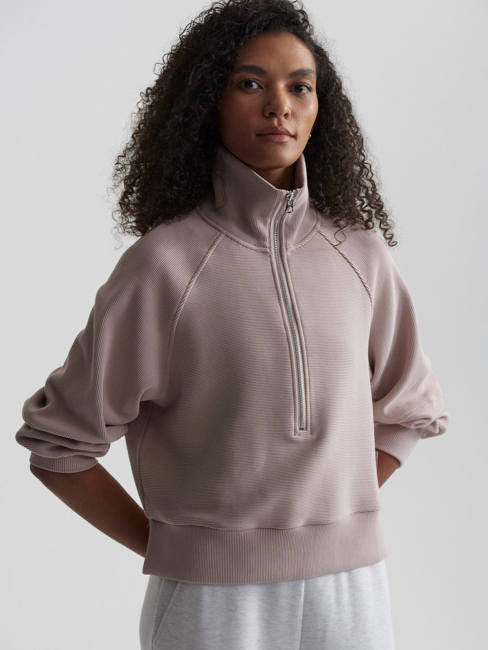 Varley Milano Half Zip - Shadow Grey Clothing - Tops - Sweaters - Sweatshirts by Varley | Grace the Boutique