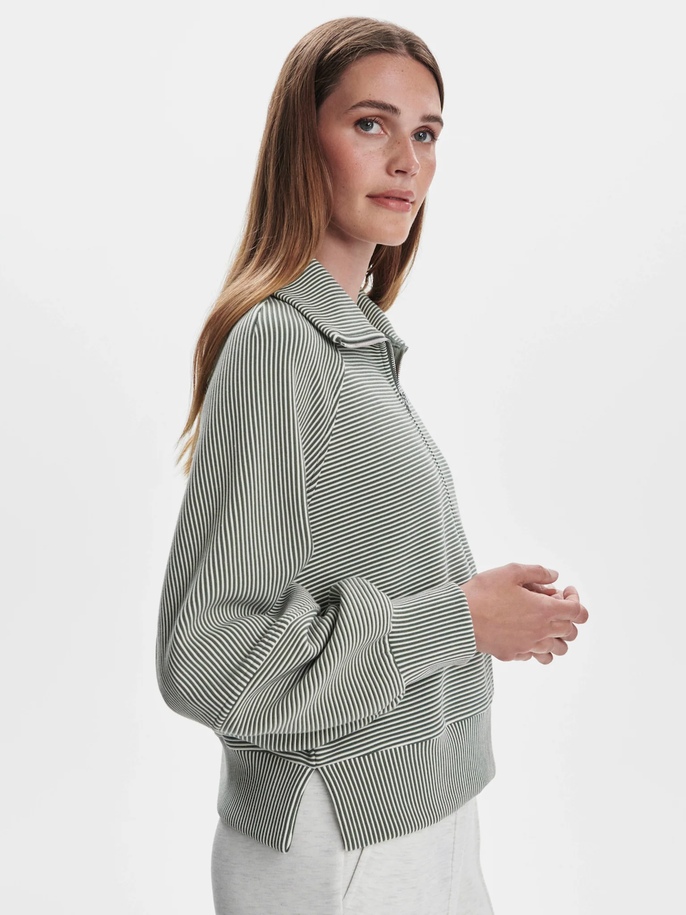 Varley Milano Half Zip Sweater - Thyme/Egret