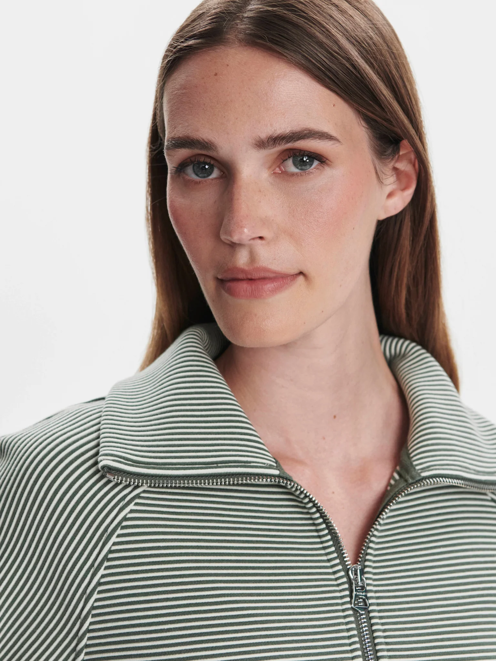 Varley Milano Half Zip Sweater - Thyme/Egret