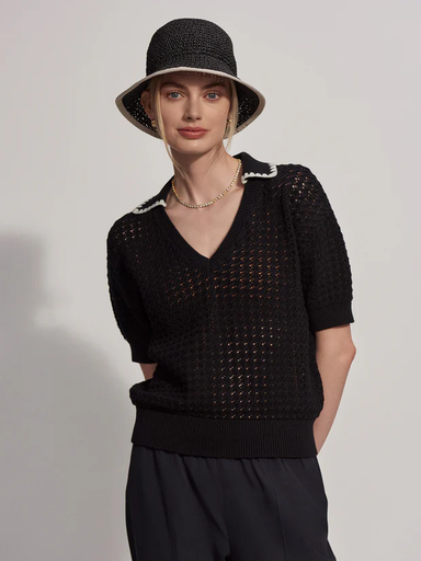 Varley Monte Knit Polo - Black Clothing - Tops - Shirts - SS Knits by Varley | Grace the Boutique