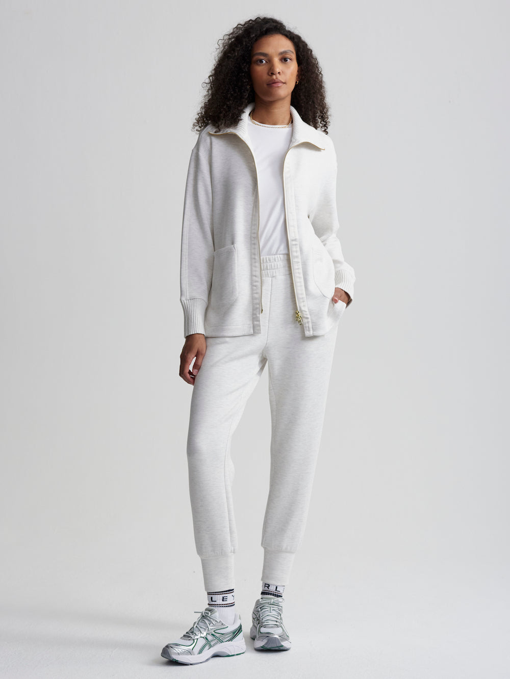 Varley Niamh Zip Jacket - Ivory Marl Clothing - Outerwear - Jackets by Varley | Grace the Boutique