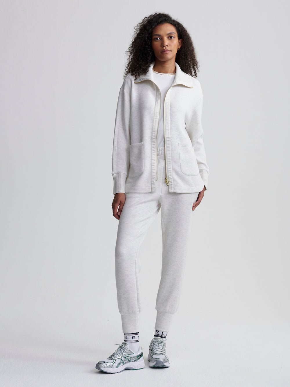 Varley Niamh Zip Jacket - Ivory Marl Clothing - Outerwear - Jackets by Varley | Grace the Boutique