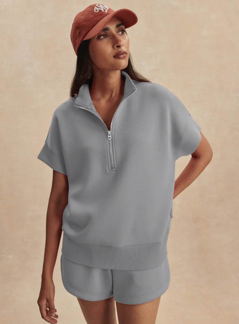 Varley Ritchie Short Sleeve Sweater - Wind Blue