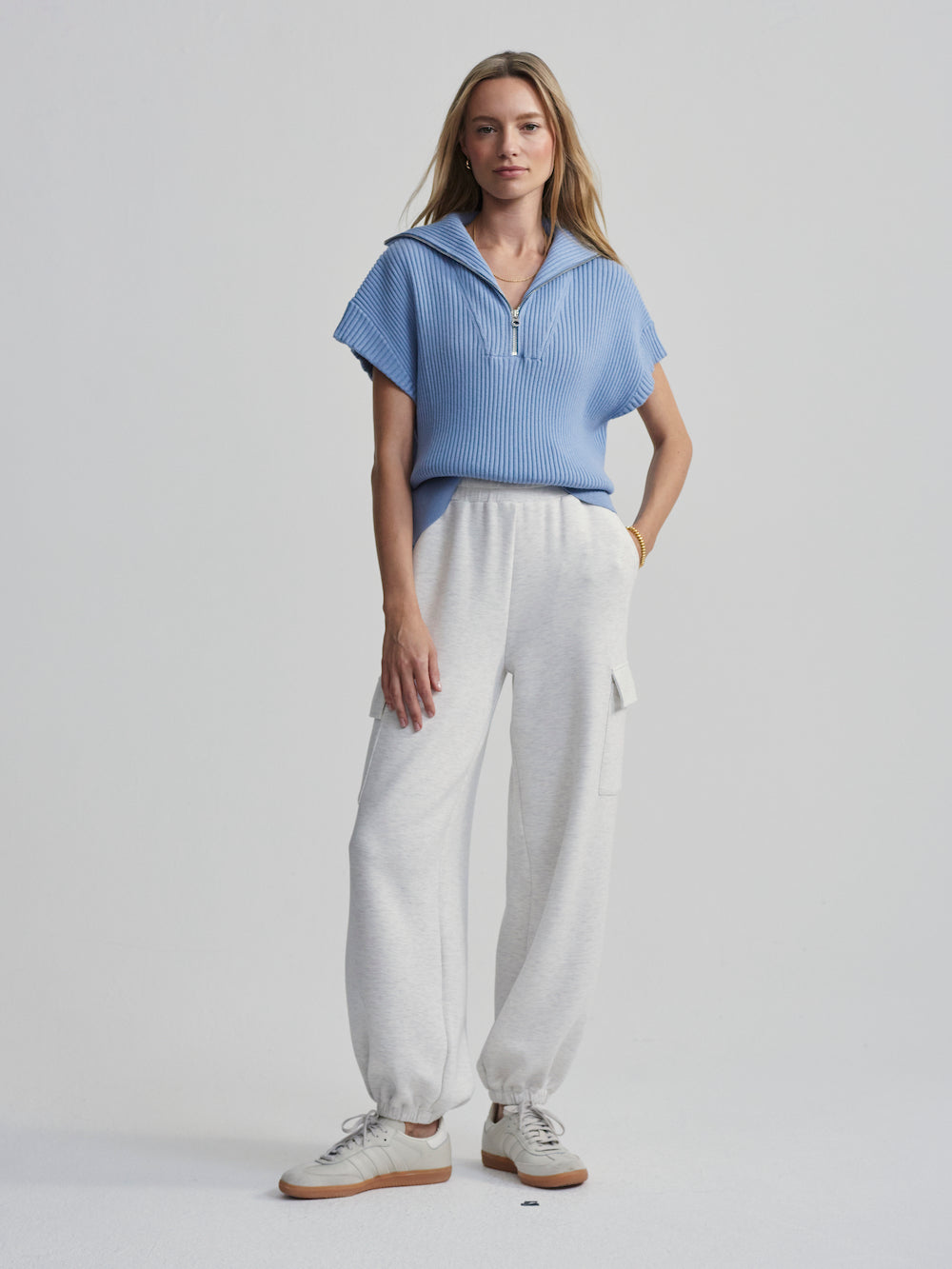 Varley Rory Half Zip - Ashley Blue Clothing - Tops - Shirts - SS Knits by Varley | Grace the Boutique