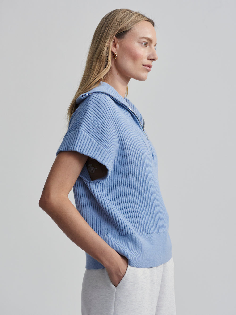 Varley Rory Half Zip - Ashley Blue Clothing - Tops - Shirts - SS Knits by Varley | Grace the Boutique