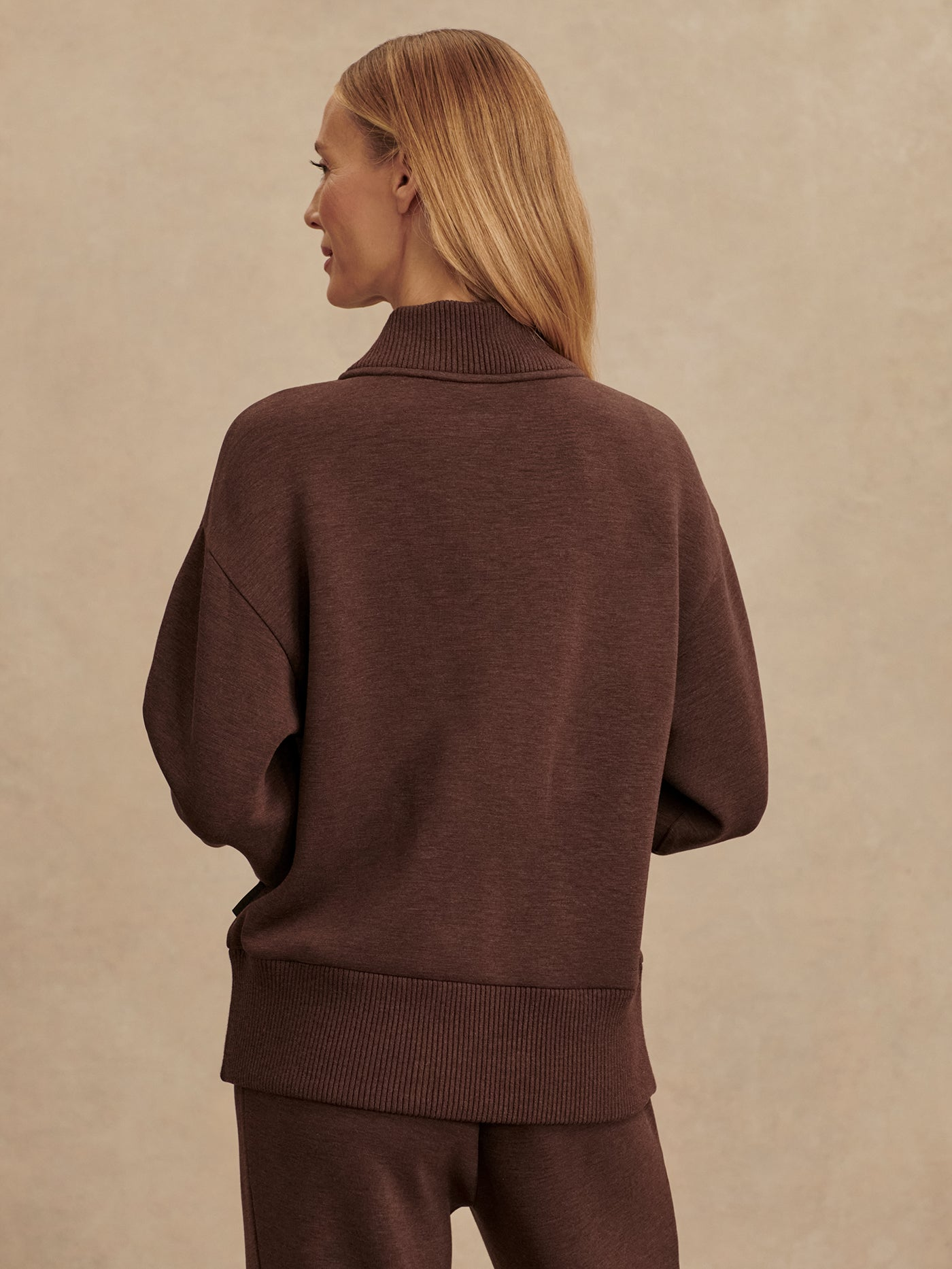 Varley Sally Half Zip Sweater - Coffee Bean Marl