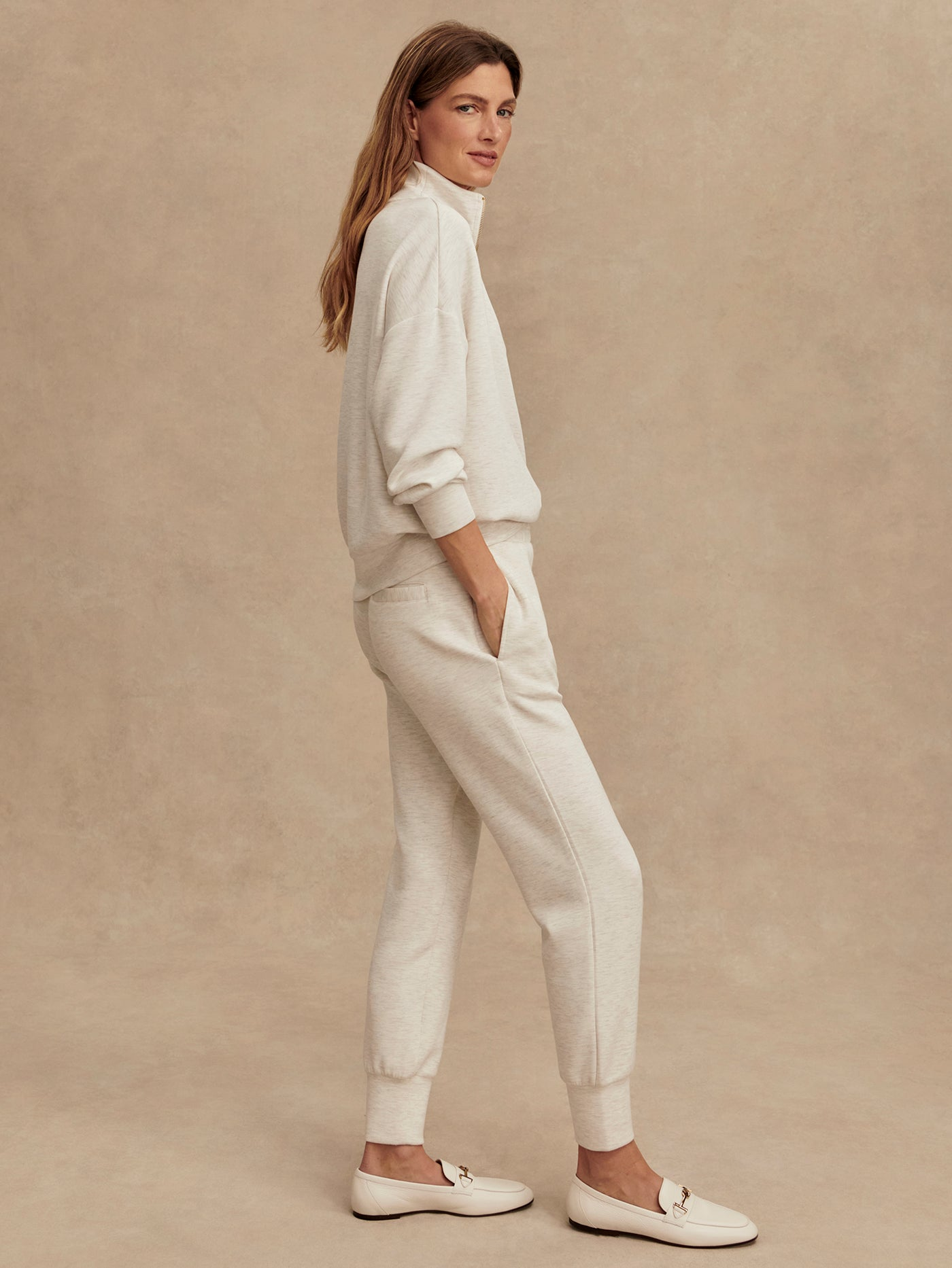 Varley Slim Cuff Pant 27.5” - Ivory Marl