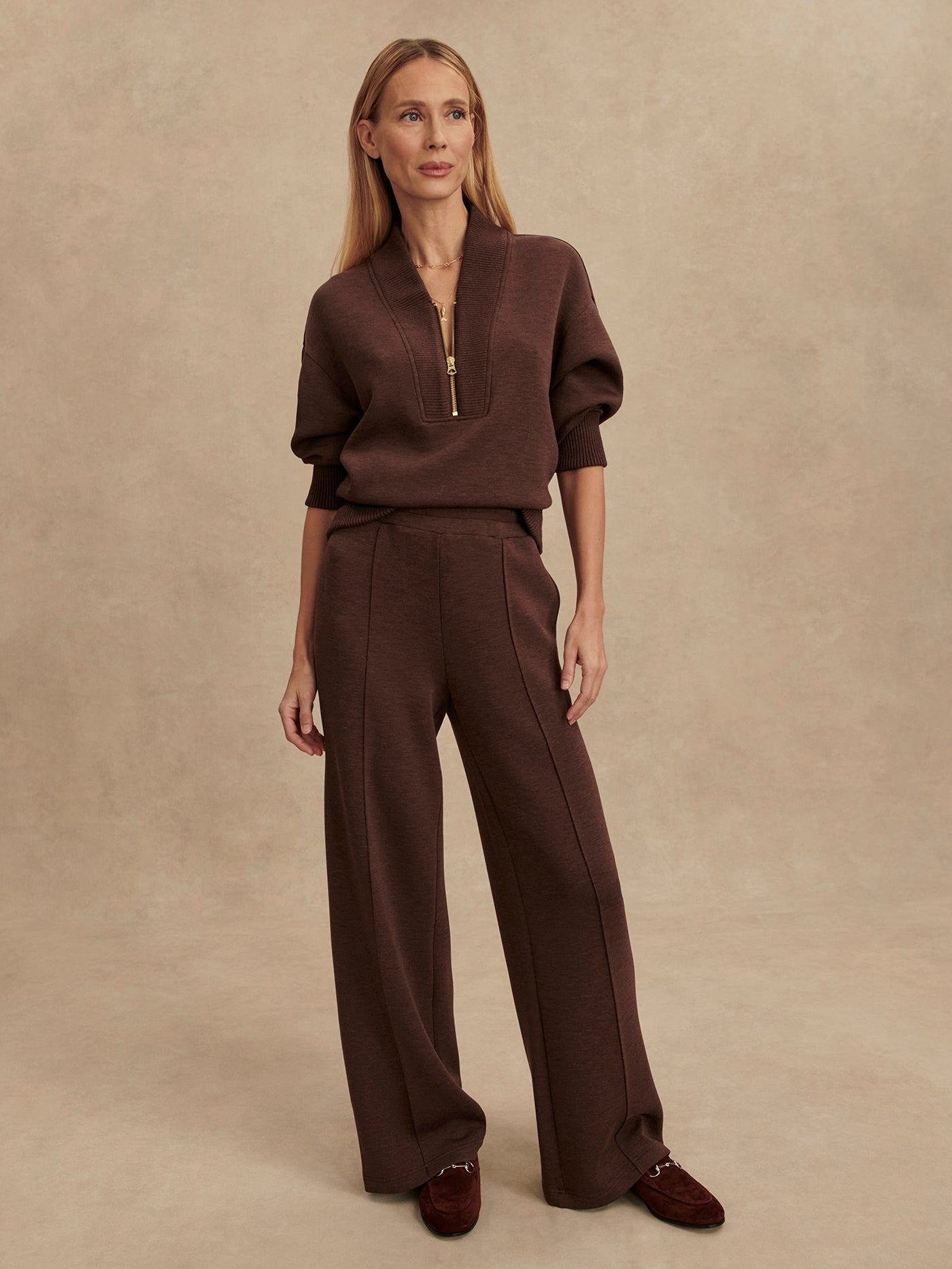Varley Wide Leg Pant 30 - Coffee Bean Marl
