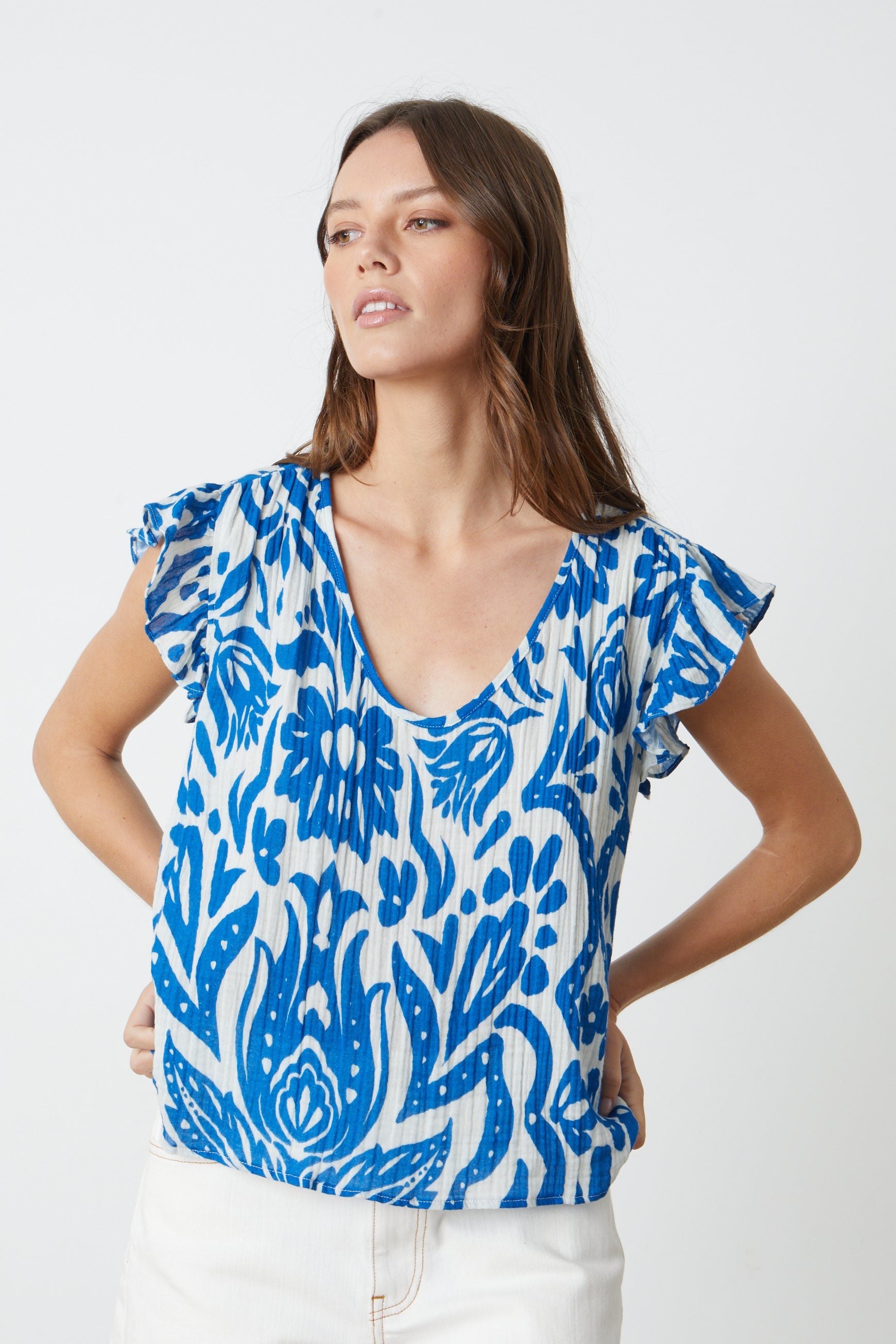 Velvet Aleah Blouse - Blue Clothing - Tops - Shirts - Blouses - Blouses Top Price by Velvet | Grace the Boutique