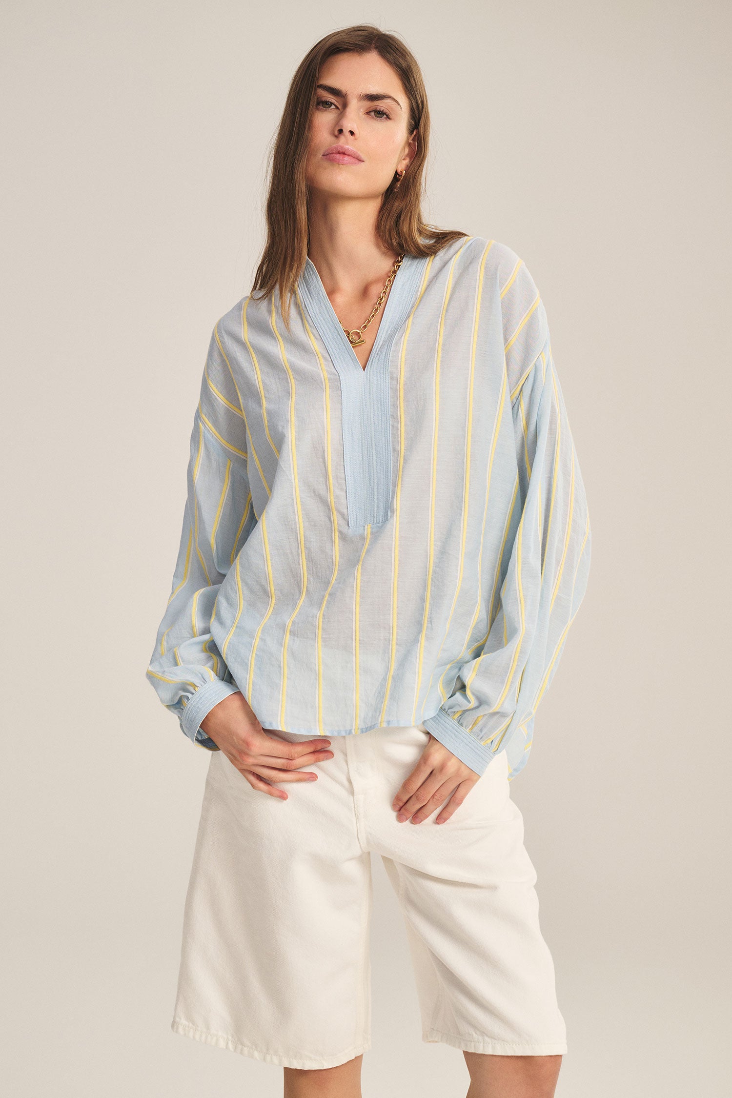 Velvet Analyn Striped Blouse - Blue