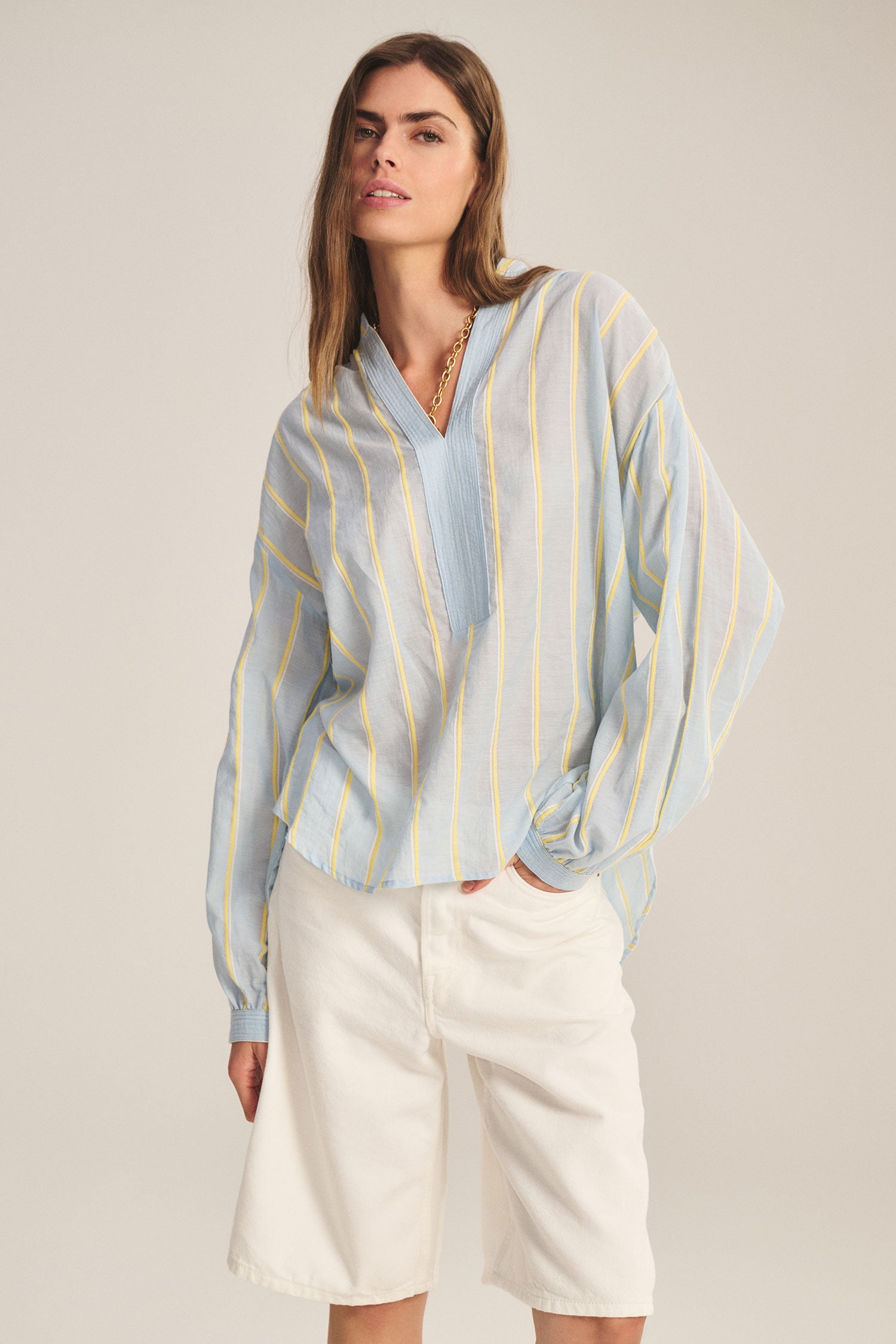 Velvet Analyn Striped Blouse - Blue